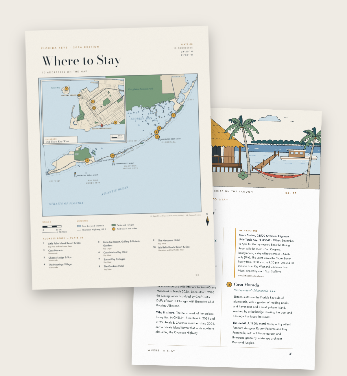 The map of the Where to Stay chapter and the opening of the chapter